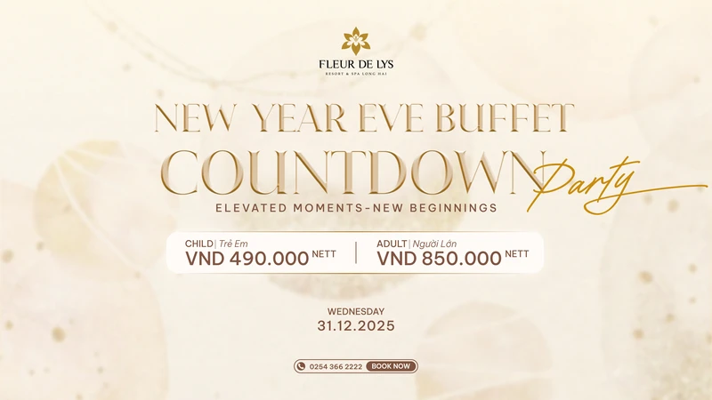 Fleur de Lys Resort & Spa Long Hai chào đón năm mới 2026 với dạ tiệc bên bờ biển