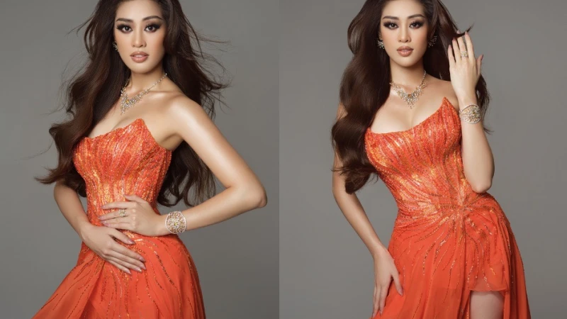 Hoa hậu Khánh Vân diện trang phục dạ hội lấy cảm hứng từ hừng đông tại bán kết Miss Universe